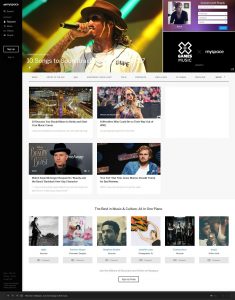Webové stránky sociální sítě MySpace v roce 2017