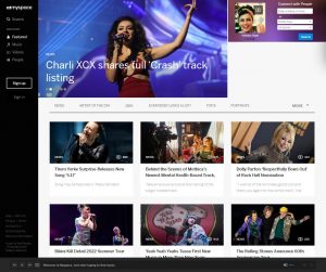 Webové stránky sociální sítě MySpace v roce 2023