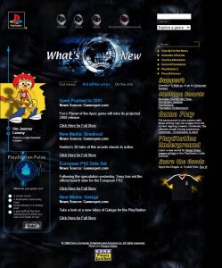 Webové stránky PlayStationu v roce 2000