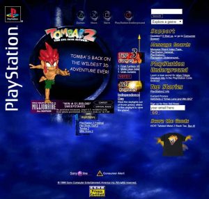 Webové stránky PlayStationu v roce 2000