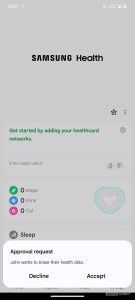 Sdílení rodinného zdraví v aplikaci Samsung Health