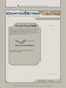 Webové stránky hry Counter-Strike z roku 2004