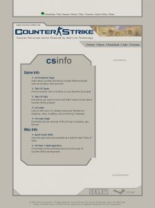 Webové stránky hry Counter-Strike z roku 2004