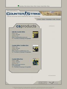 Webové stránky hry Counter-Strike z roku 2004