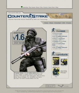 Webové stránky hry Counter-Strike z roku 2004
