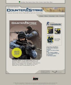 Webové stránky hry Counter-Strike z roku 2005