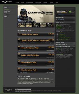 Webové stránky hry Counter-Strike z roku 2006