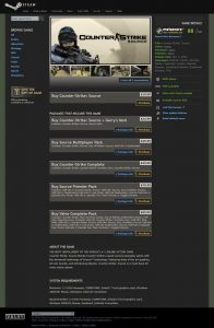 Webové stránky hry Counter-Strike z roku 2008