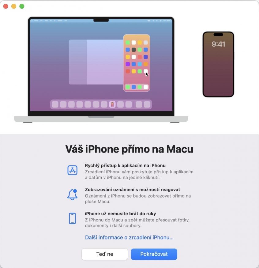 Zrcadlení iPhonu na macOS