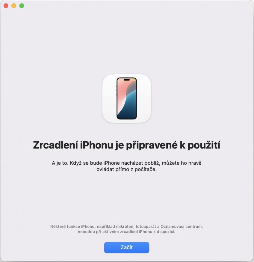 iPhone je připravený k zrcadlení