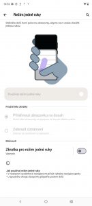 Jednoruční režim pracuje s celou šíří obrazovky