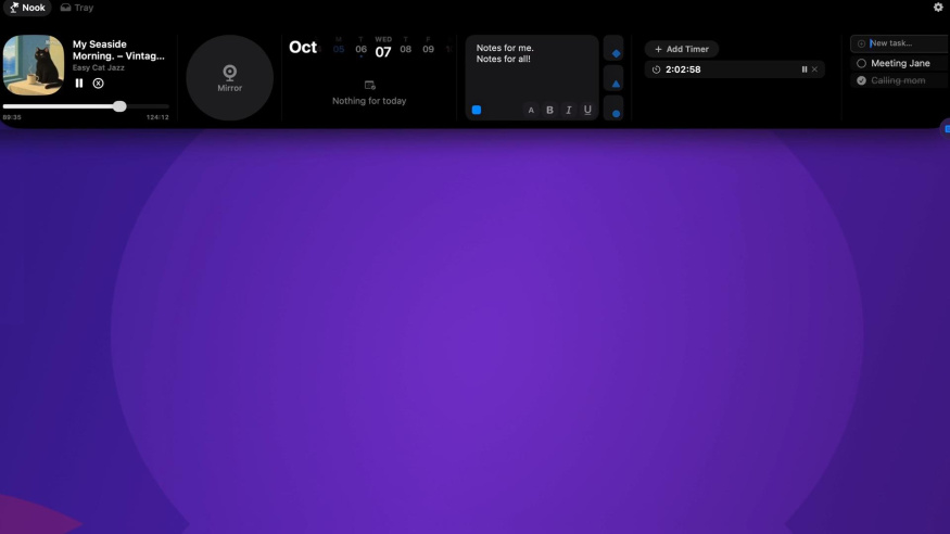 Screenshot z aplikace NotchNook pro macOS Screenshot z aplikace NotchNook pro macOS