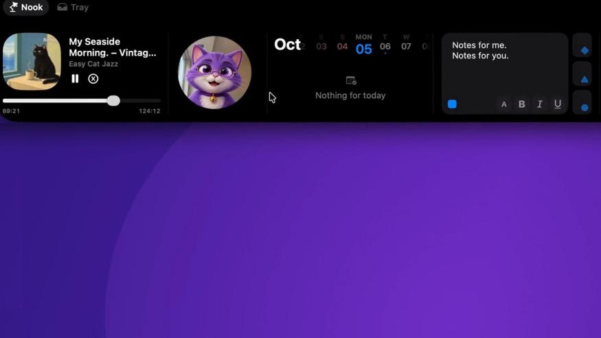 Screenshot z aplikace NotchNook pro macOS Screenshot z aplikace NotchNook pro macOS