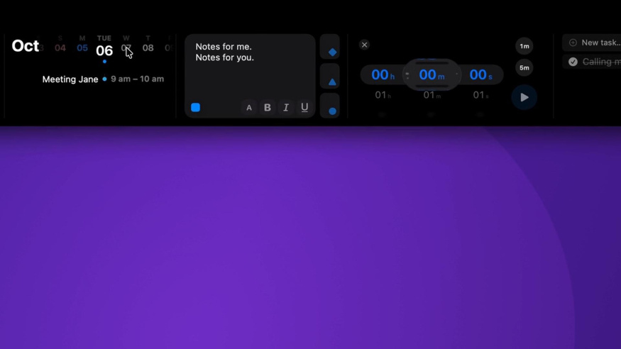 Screenshot z aplikace NotchNook pro macOS Screenshot z aplikace NotchNook pro macOS