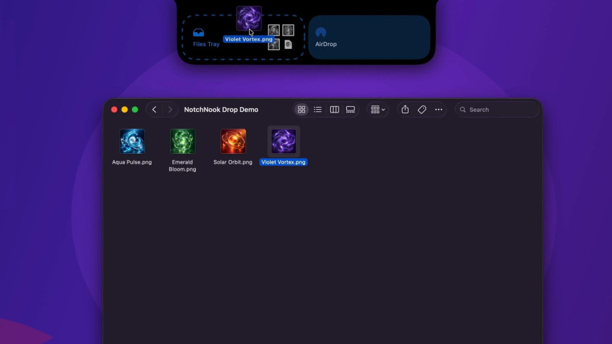 Screenshot z aplikace NotchNook pro macOS Screenshot z aplikace NotchNook pro macOS