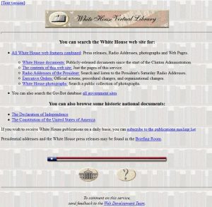 Webové stránky Bílého domu v roce 1997