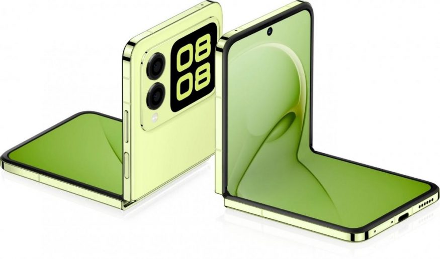 Huawei Nova Flip v otevřeném stavu v zelené barvě