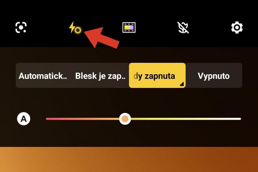 Nastavení Aura Light ve fotoaplikaci