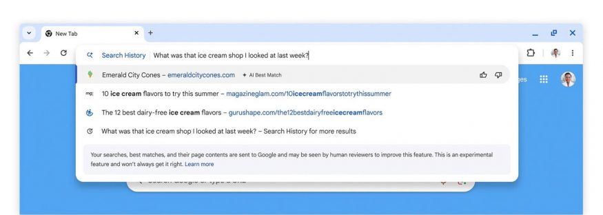 Historie webových stránek v Google Chrome