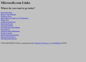 Webové stránky Microsoftu v roce 1994