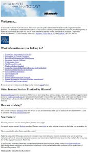 Webové stránky Microsoftu v roce 1995