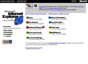Webové stránky Microsoftu v roce 1996