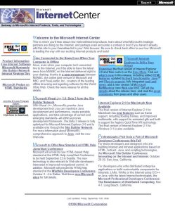 Webové stránky Microsoftu v roce 1996