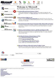Webové stránky Microsoftu v roce 1996