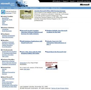 Webové stránky Microsoftu v roce 1998