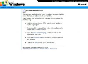 Webové stránky Microsoftu v roce 2000
