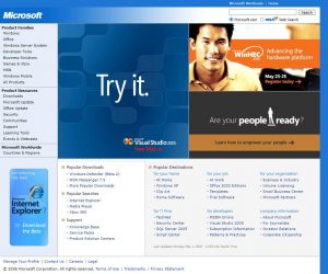 Webové stránky Microsoftu v roce 2006