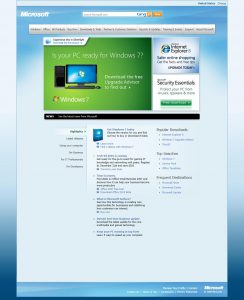 Webové stránky Microsoftu v roce 2009