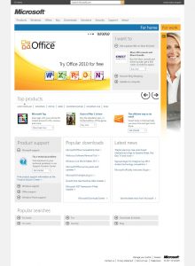 Webové stránky Microsoftu v roce 2011