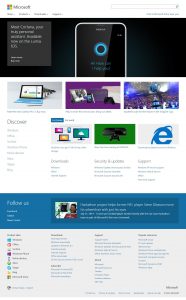 Webové stránky Microsoftu v roce 2014