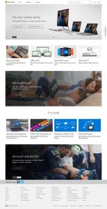 Webové stránky Microsoftu v roce 2016