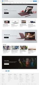 Webové stránky Microsoftu v roce 2017
