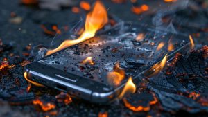 Telefon v plamenech, exploze