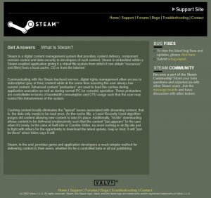 Platforma Steam v roce 2002