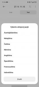 Výběr jazyků pro převod řeči na text