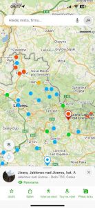 Mobilní aplikace Mapy.cz a průtok jednotlivých řek