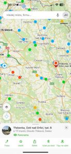 Mobilní aplikace Mapy.cz a průtok jednotlivých řek