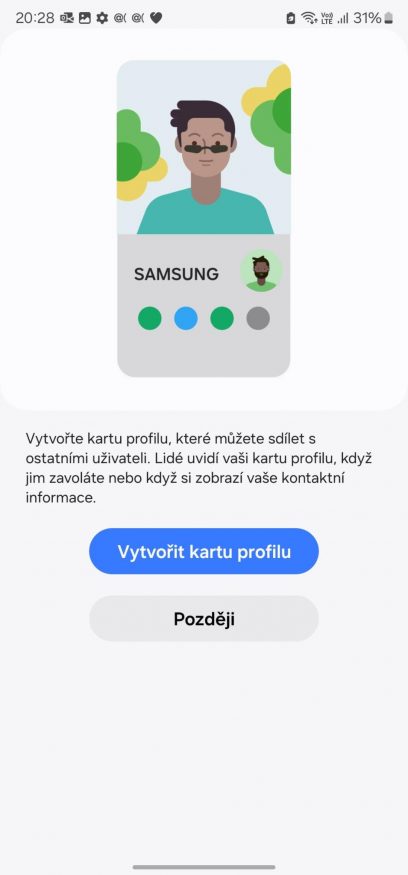 Vytváření karty profilu