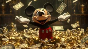 Mickey Mouse s hromadou peněz