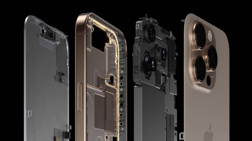 Detailní průřez iPhonem 16 Pro Detailní průřez iPhonem 16 Pro