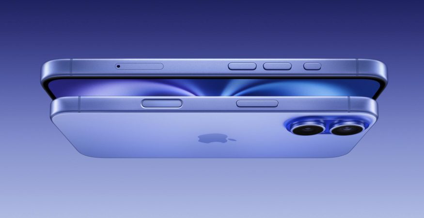 Chytrý telefon iPhone 16 ve fialové barvě