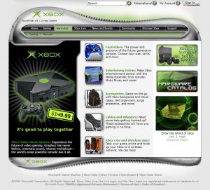 Webové stránky Xboxu v roce 2004