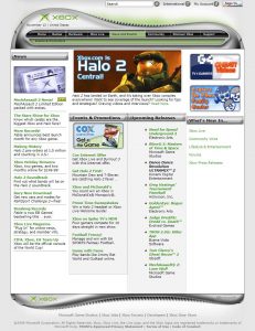 Webové stránky Xboxu v roce 2004