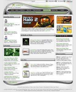 Webové stránky Xboxu v roce 2004