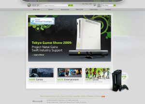 Webové stránky Xboxu v roce 2009