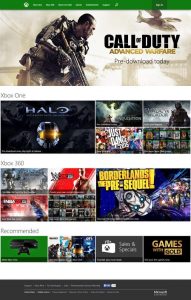 Webové stránky Xboxu v roce 2014
